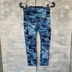 Lululemon Blue‎ Abstract Print High Rise Crop Leggings Pants Women's Size 4